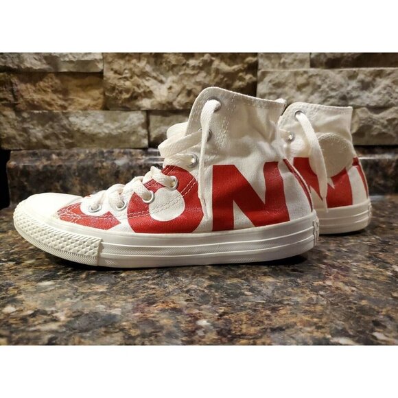 Converse Rare Red Logo High Top Youth Unisex Size 2.5 - Picture 1 of 12
